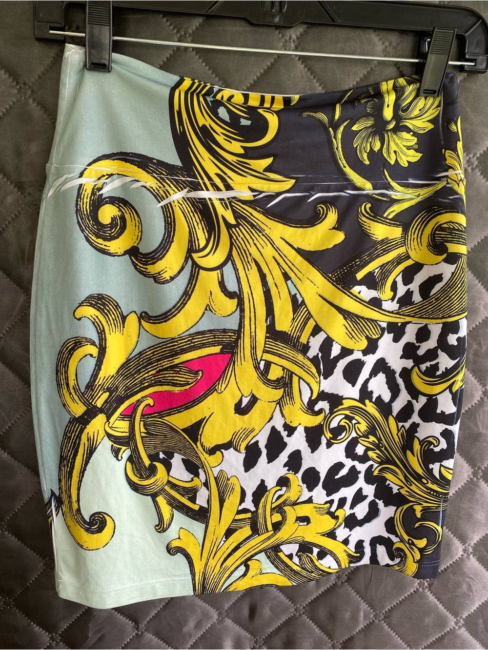 Vintage Seductions true Y2K Baroque Leopard Print Bodycon Mini Skirt M